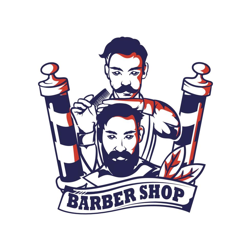 Retro vintage barber shop logo badge vector