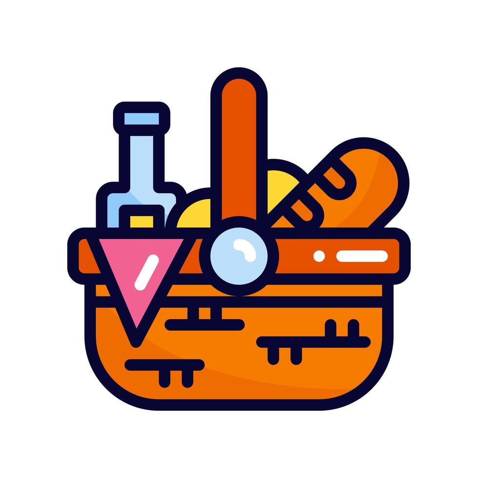 picnic basket filled line style icon. vector illustration for graphic design, website, app