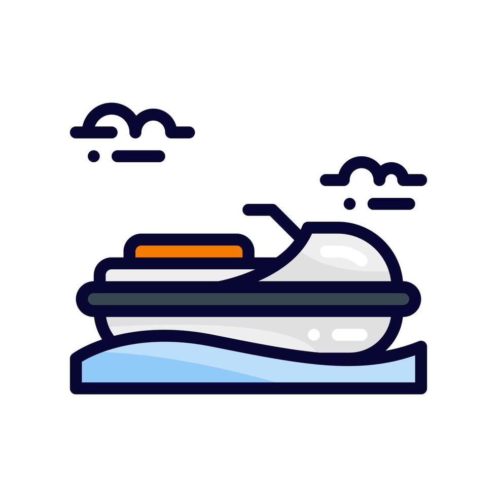 jet ski filled line style icon. vector illustration for graphic design, website, app
