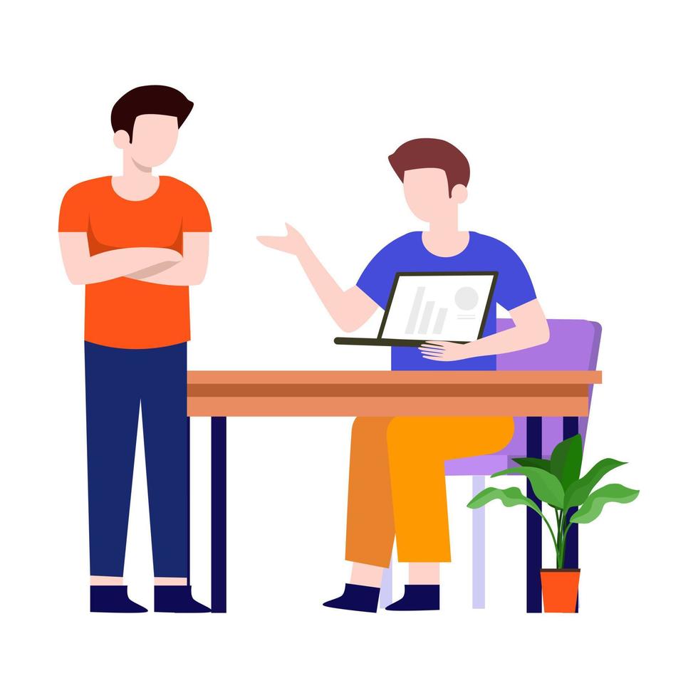 Man sitting on chair and talking.working at home.vector design. vector