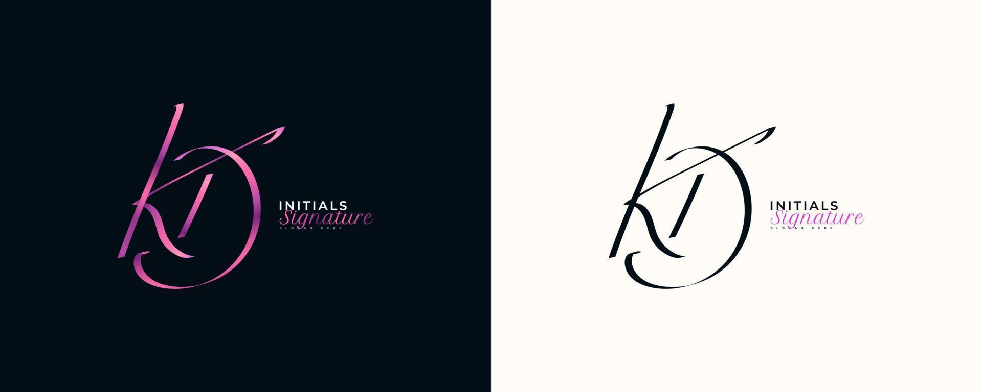 KD Initial Signature Logo Design with Elegant and Minimalist Handwriting Style. Initial K and D Logo Design for Wedding, Fashion, Jewelry, Boutique and Business Brand Identity vector