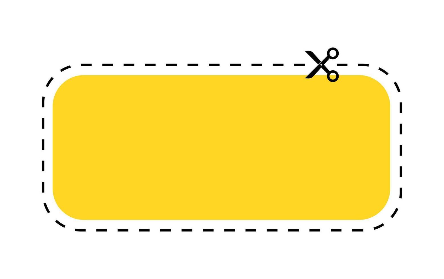 Yellow coupon for sale. Discount template with dotted cut line and scissors icon on white background. vector