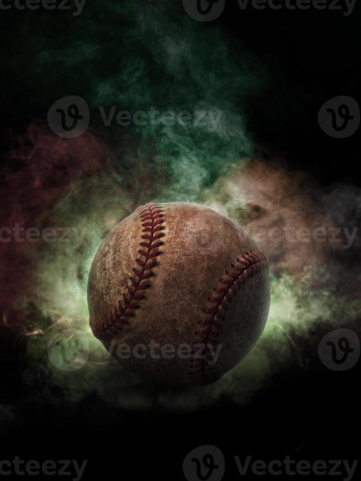 Baseball on the color smoke background photo