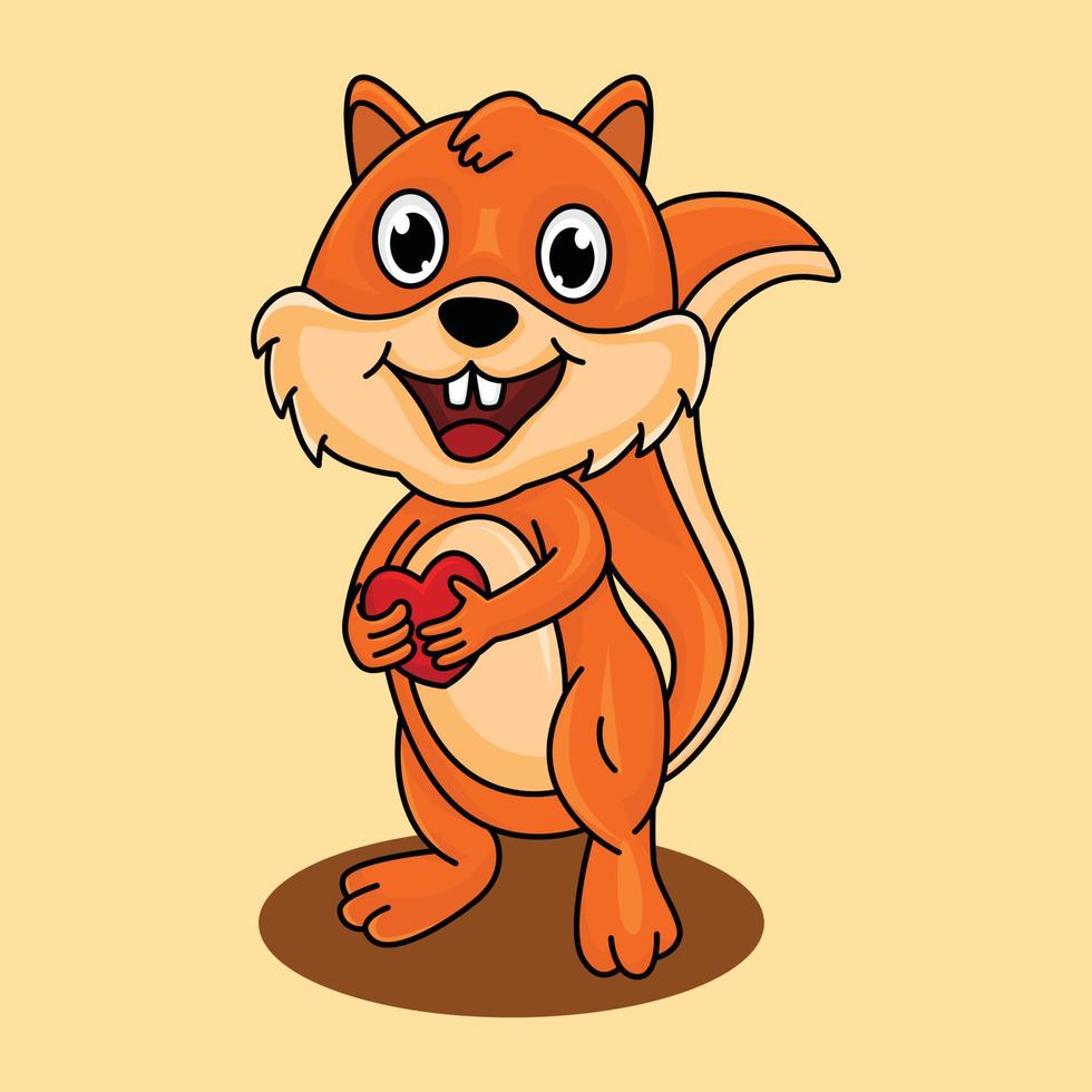 Cute squirrel with unique pose, furry forest animal and tail, beautiful chocolate, vector illustration