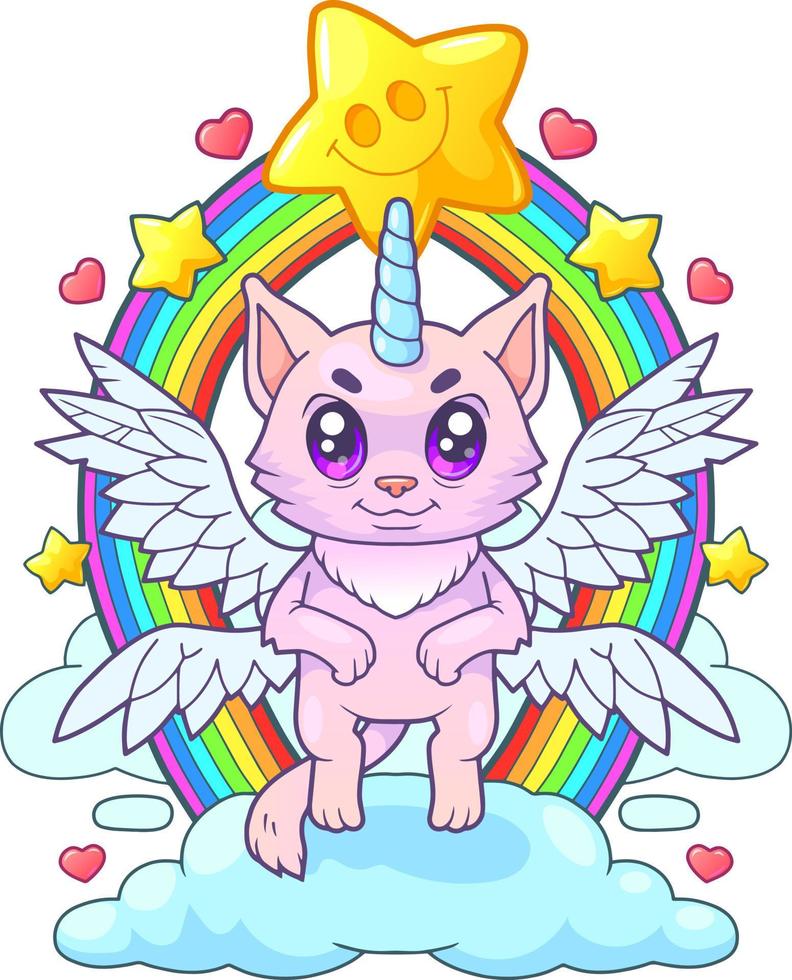 cute cat unicorn vector