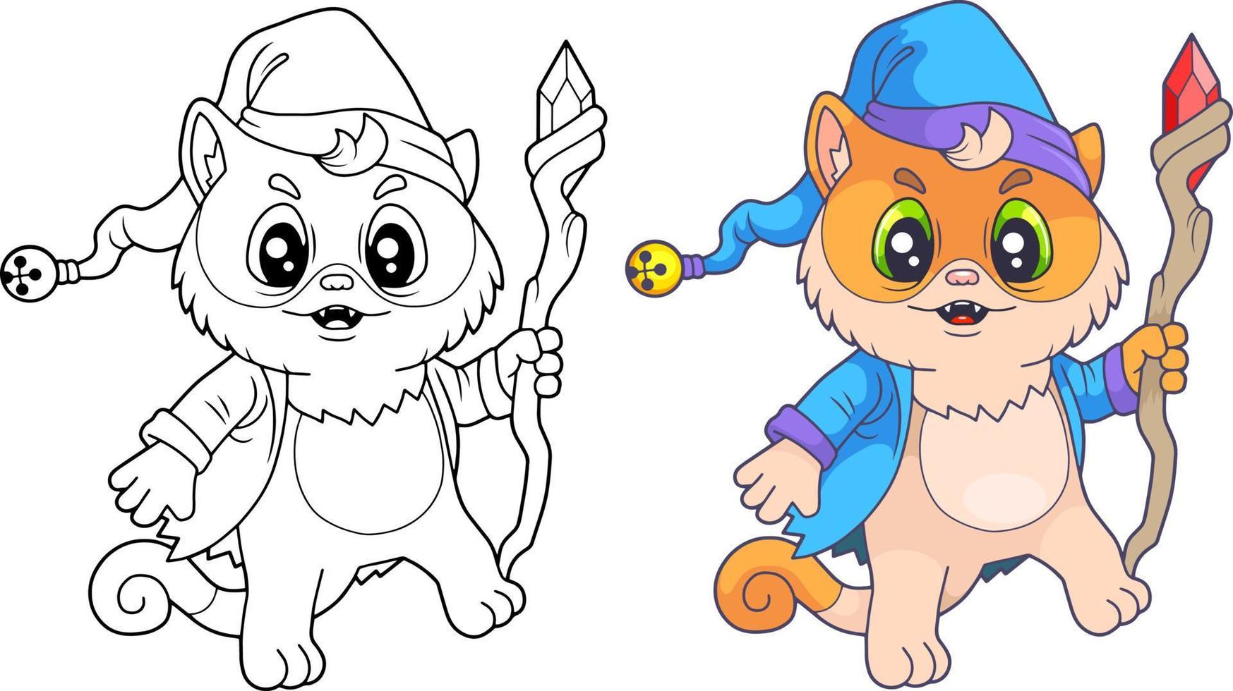 cute cat wizard vector