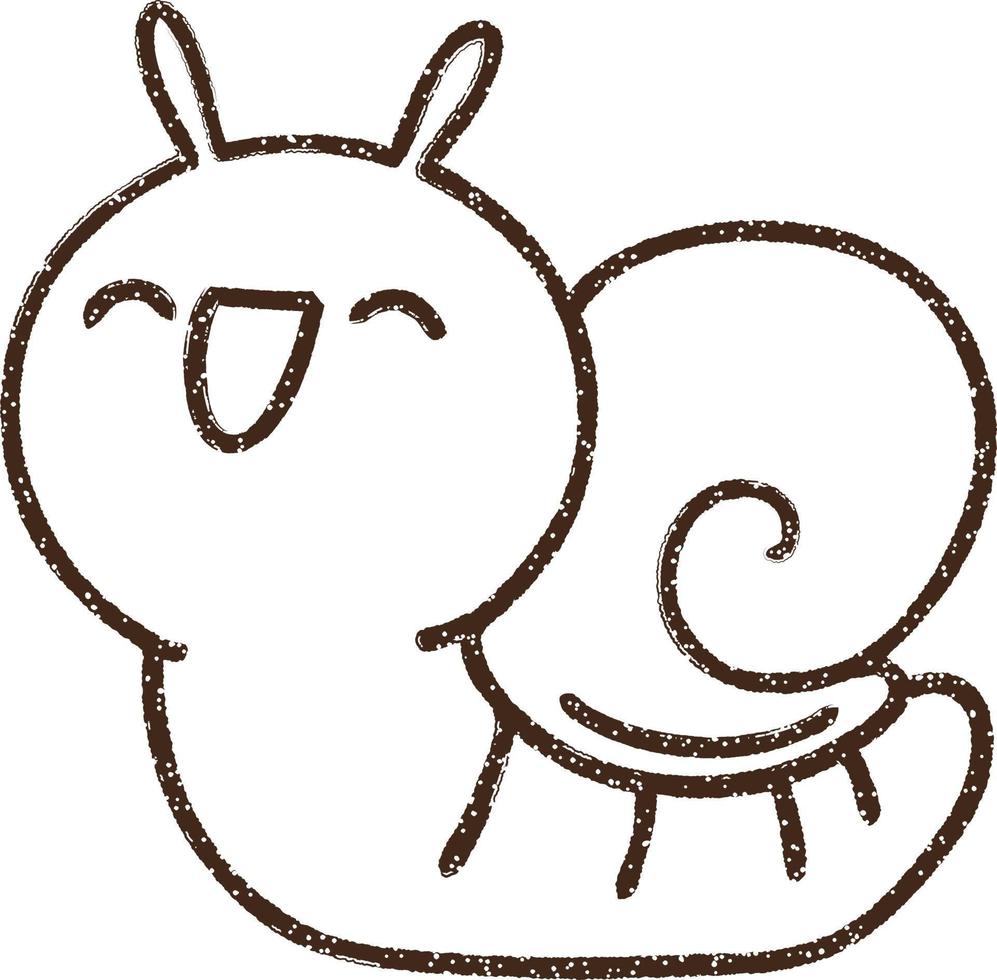 Cute Snail Charcoal Drawing vector