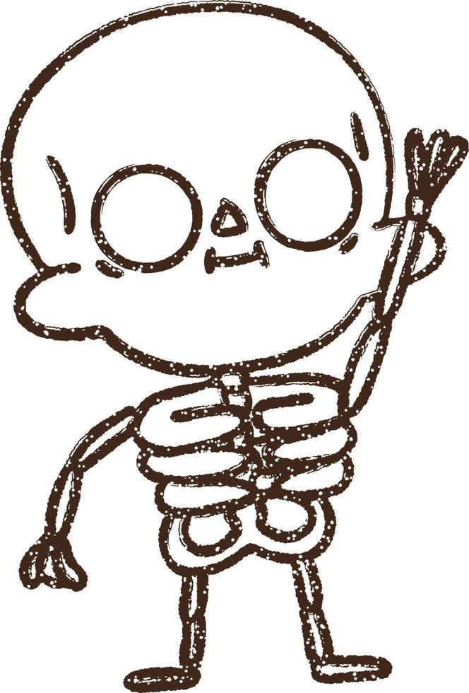 Waving Skeleton Charcoal Drawing vector