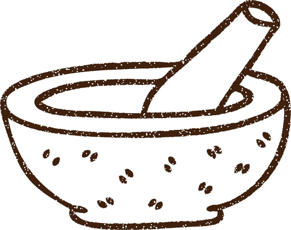 Mortar Pestle Charcoal Drawing vector