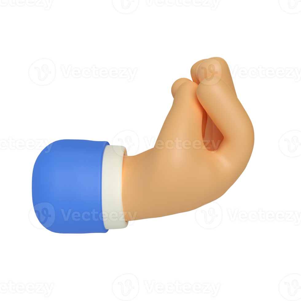 Pinched fingers Hand Gesture 3D Render Illustration png