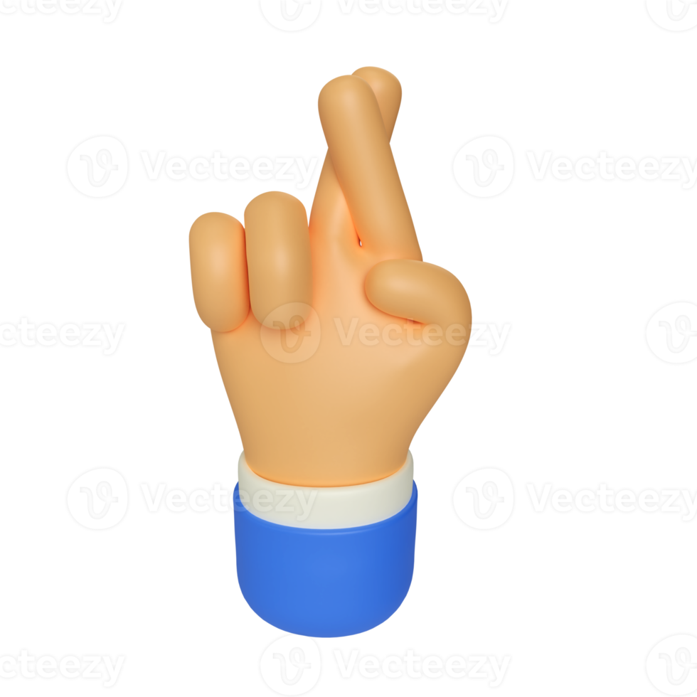 Crossed Finger Hand Gesture 3D Render Illustration png