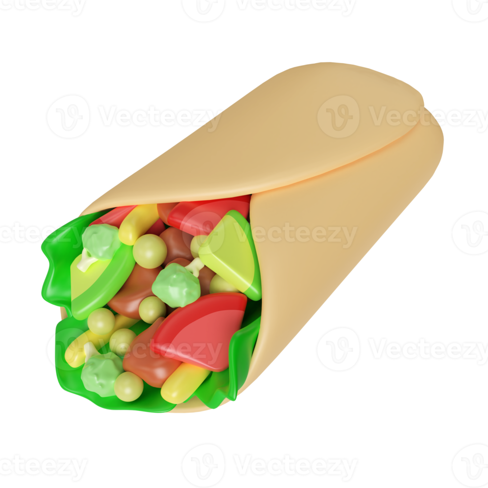 burrito 3d illustration ikon png