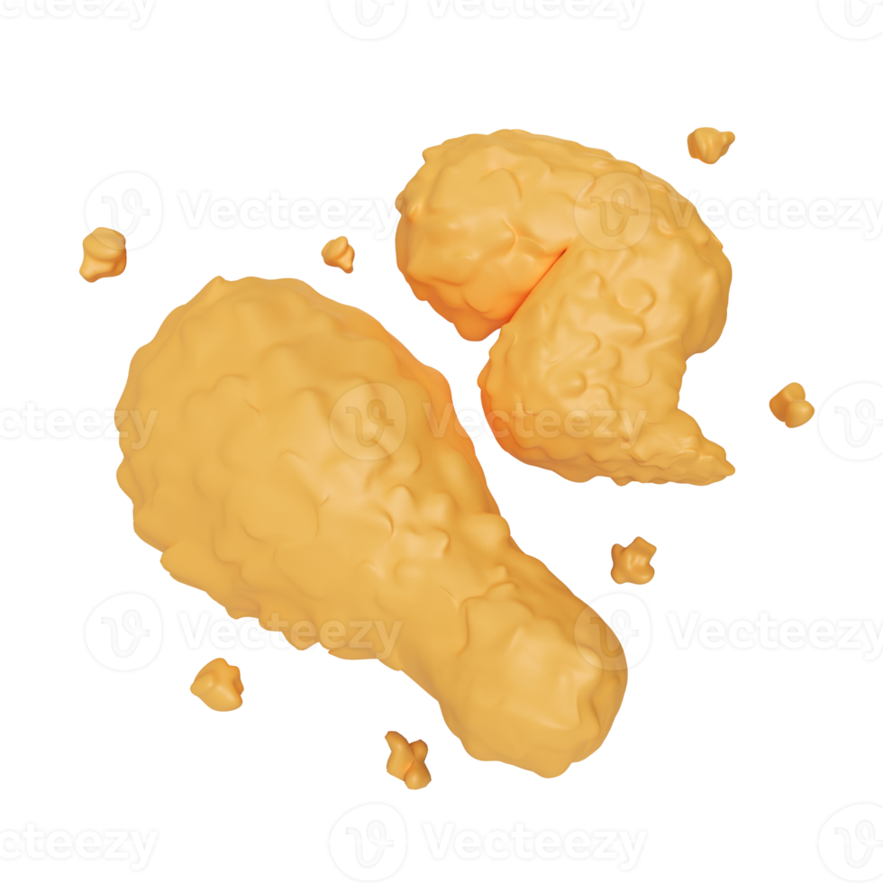icône illustration 3d de poulet frit croustillant png