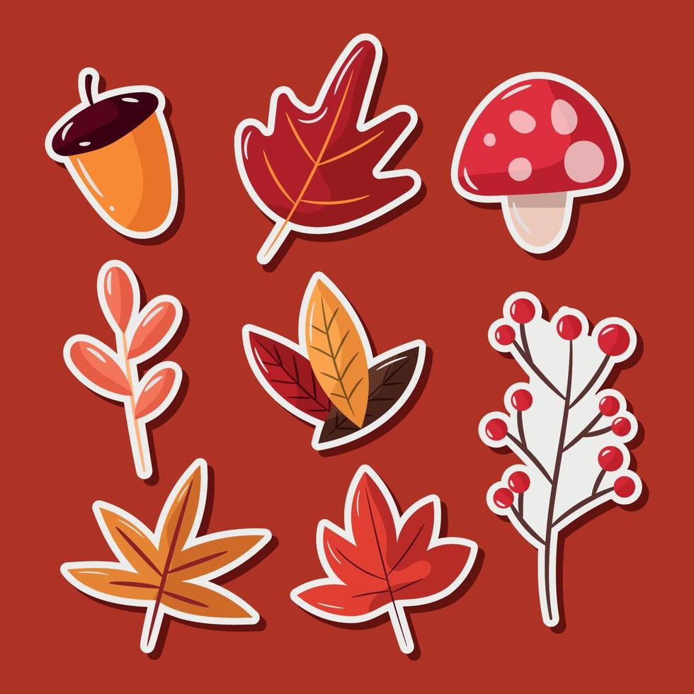 conjunto de pegatinas florales de otoño vector