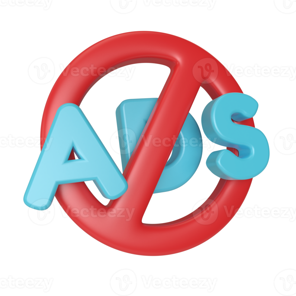 No Ads Icons 3D Illustration Icon png