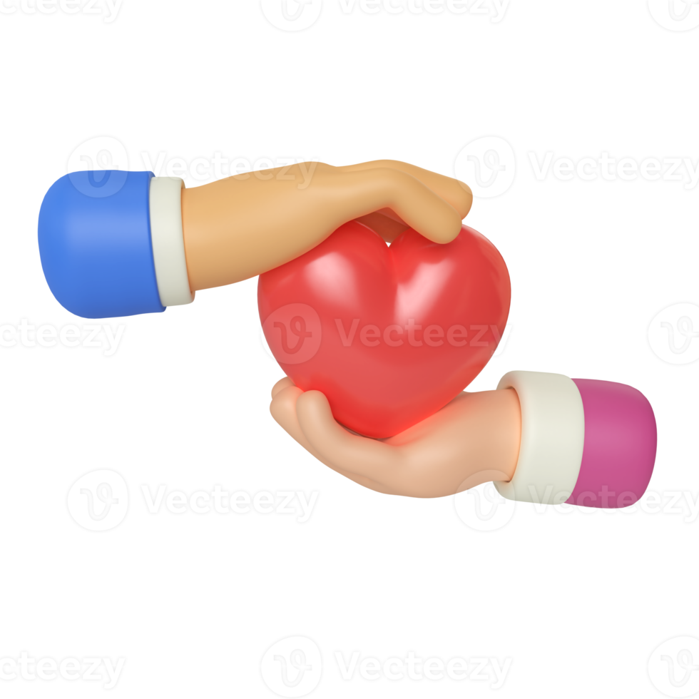 Give Heart Hand Gesture 3D Render Illustration png