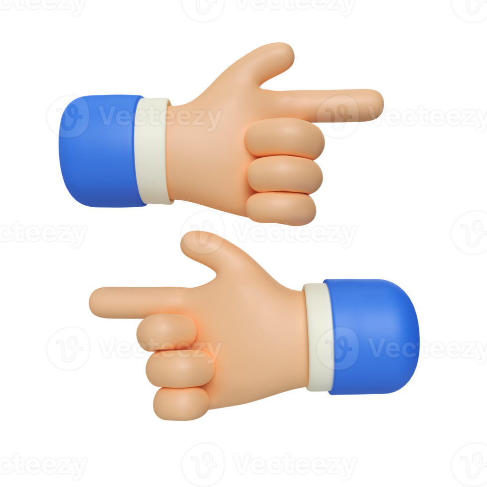Backhand Index 3D Render Illustration png