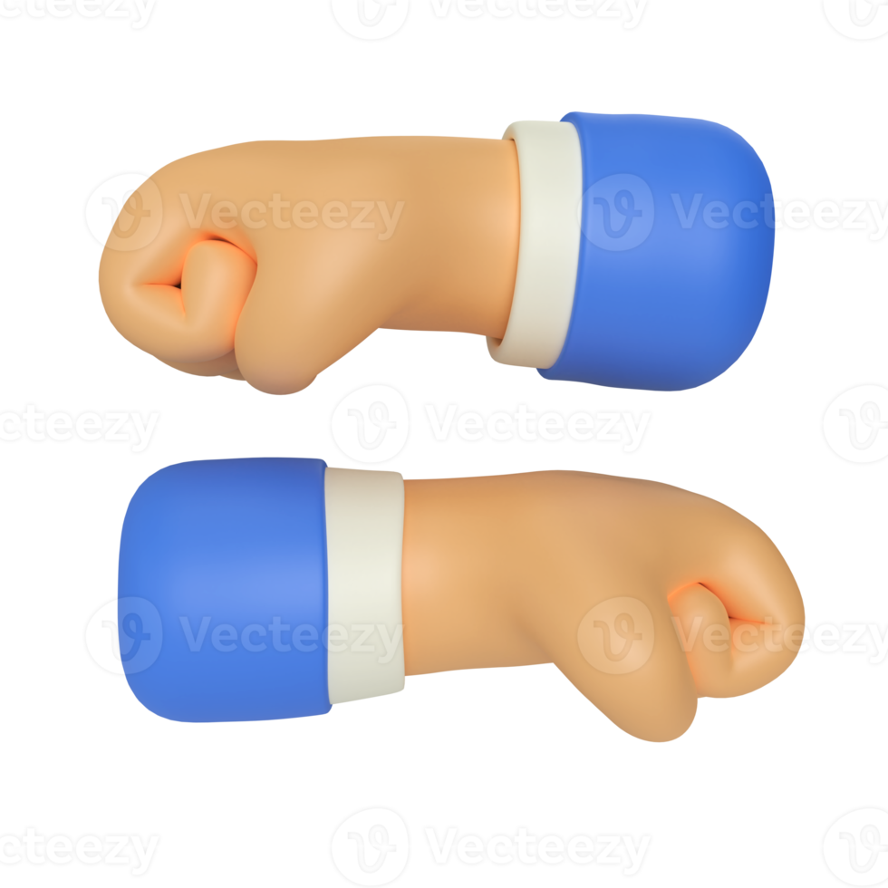 Fist Hand Gesture 3D Render Illustration png