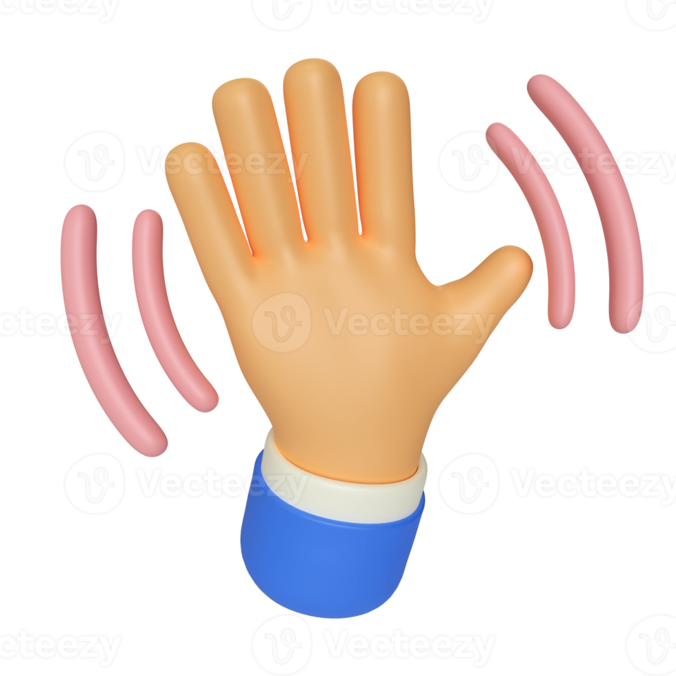Waving Hand Gesture 3D Render Illustration png