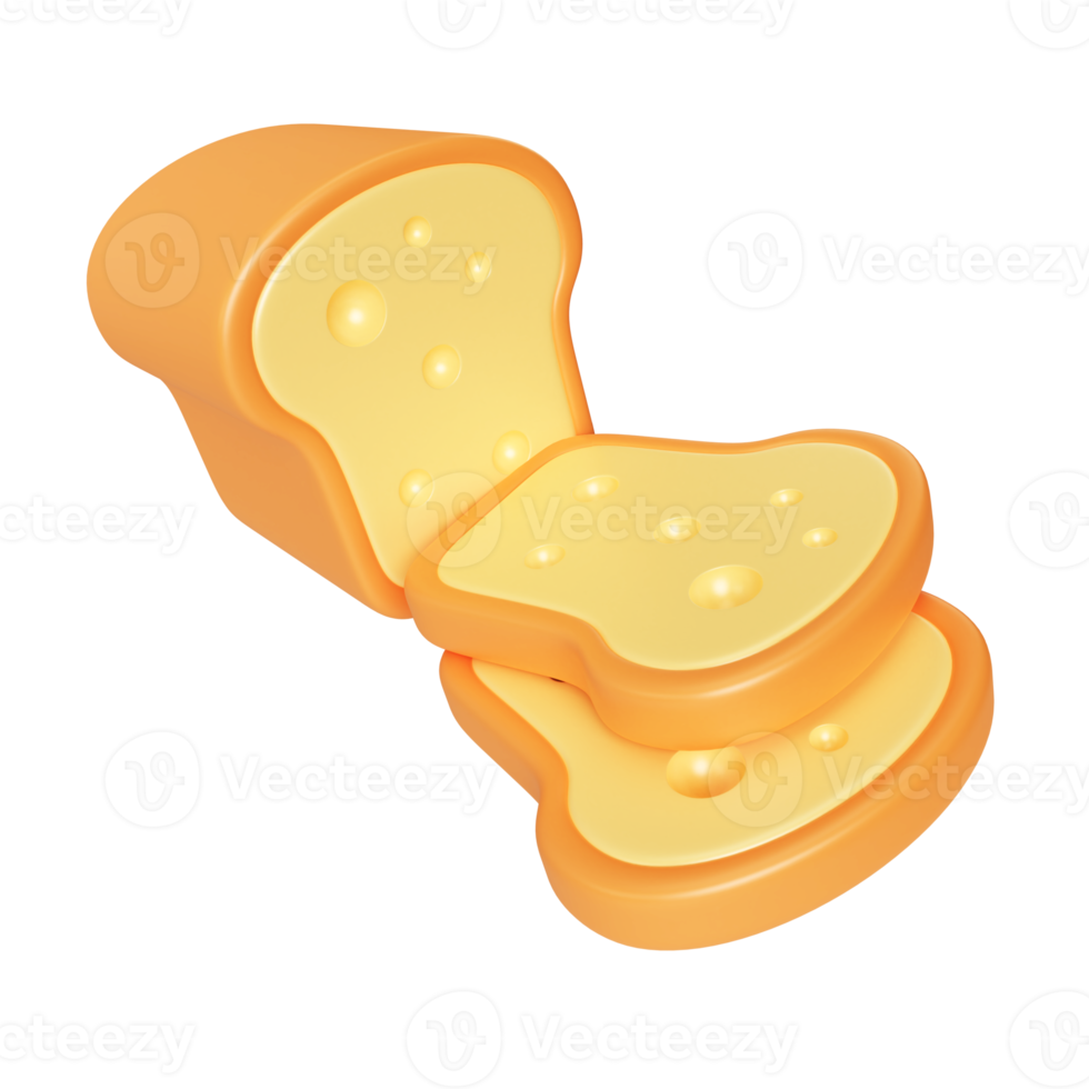 White Bread 3D Illustration Icon png