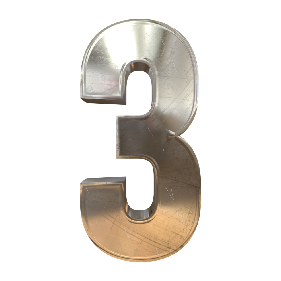 3d Metal numbers - number 3. Stock Illustration