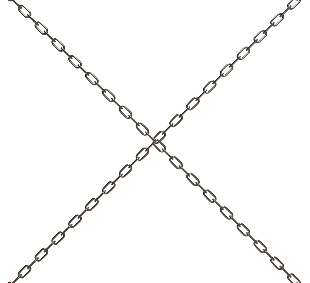 segmentos de cadena entrecruzados delgados 3d render png