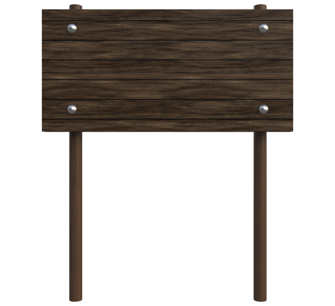 madera, poste de letrero de madera 3d render png