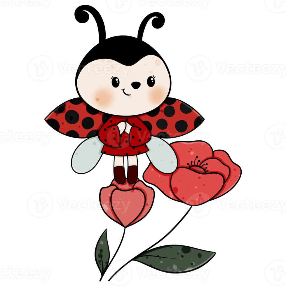 Free Cute ladybug cartoon design character 9636967 PNG with Transparent  Background