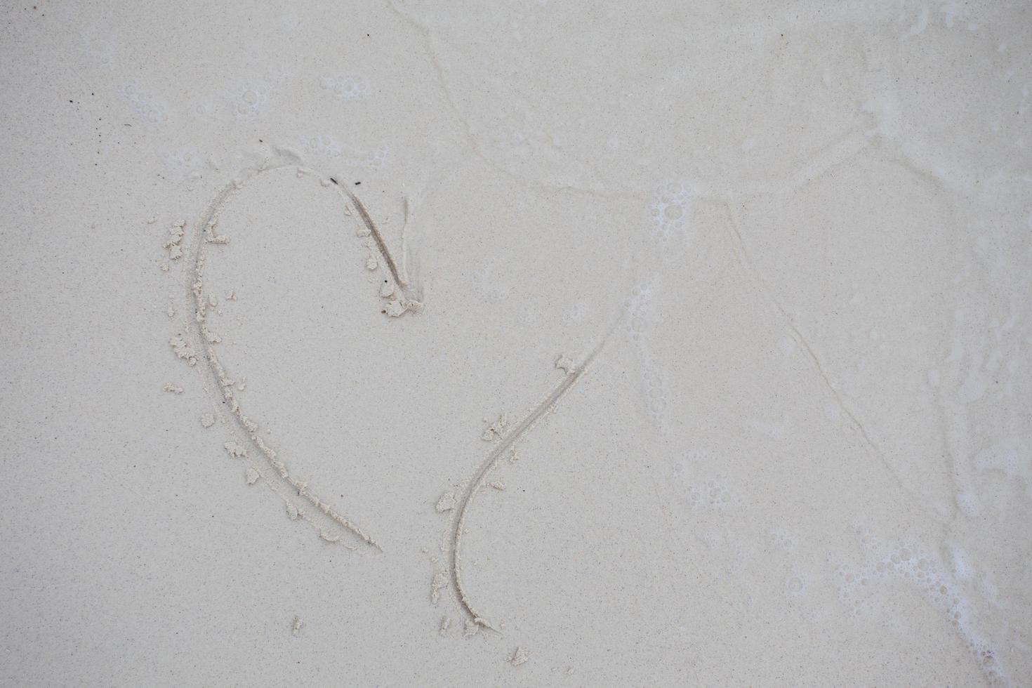 hearts drawn on the sand of a beach photo