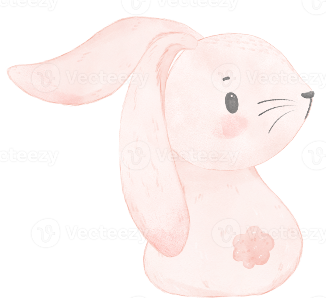 linda acuarela rosa bebé conejo conejito dibujos animados animal pintura a mano png