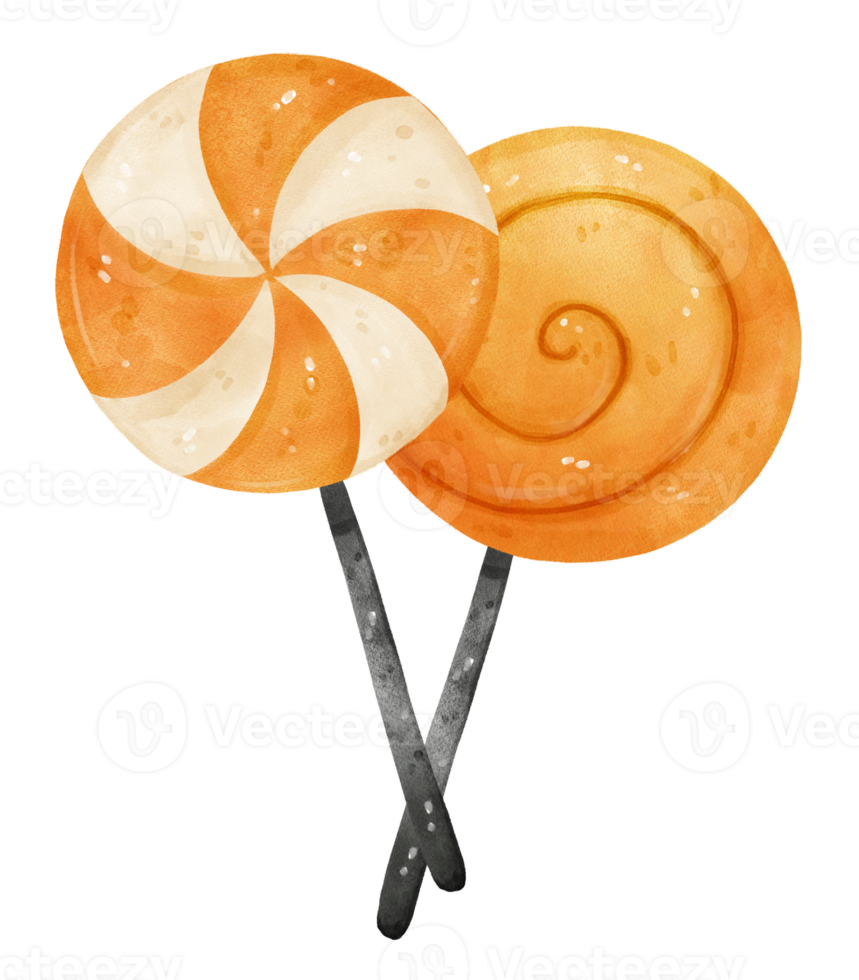 cute watercolor Halloween lollipop candy cartoon hand drawn png