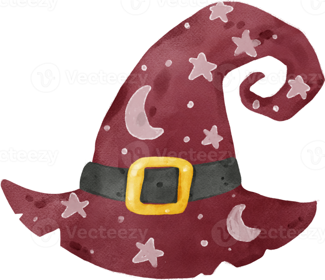 Watercolor Halloween witch hat dark red 9637302 PNG