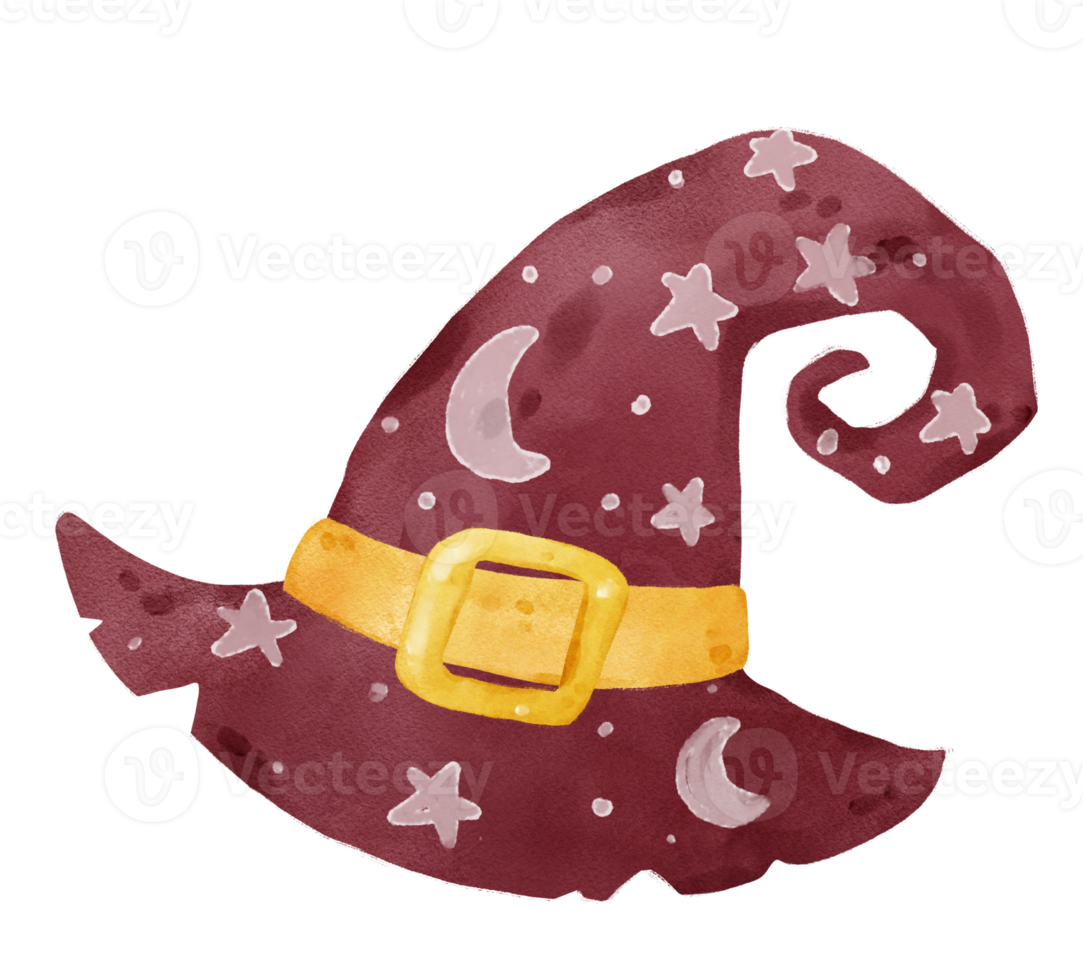 Watercolor Halloween witch hat dark red 9637306 PNG