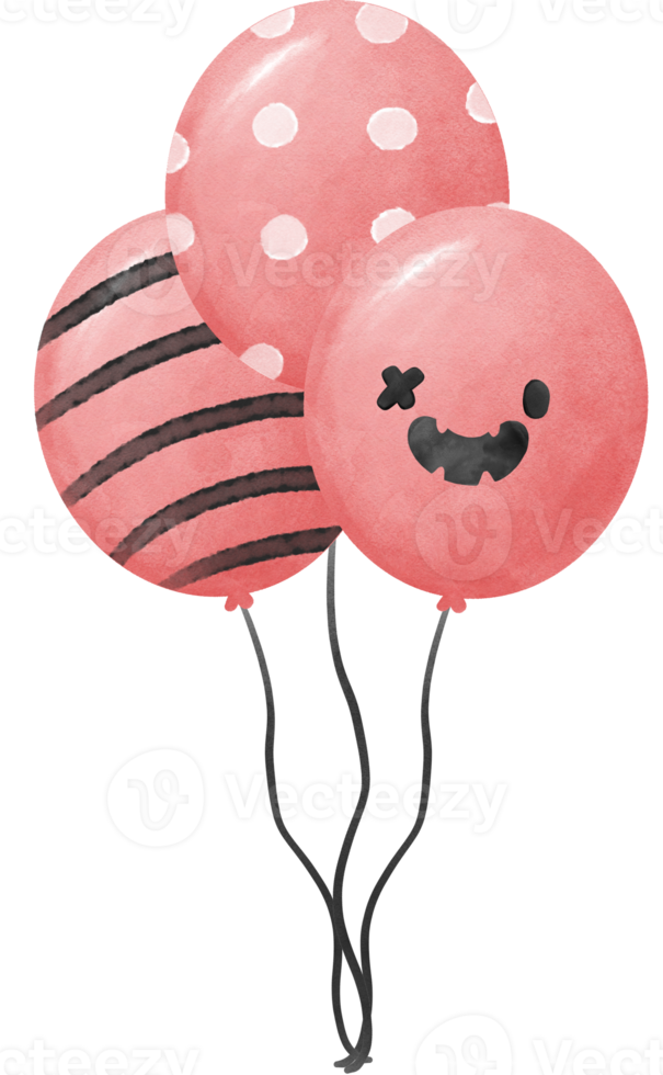 bunch of watercolor Halloween pink balloons party png