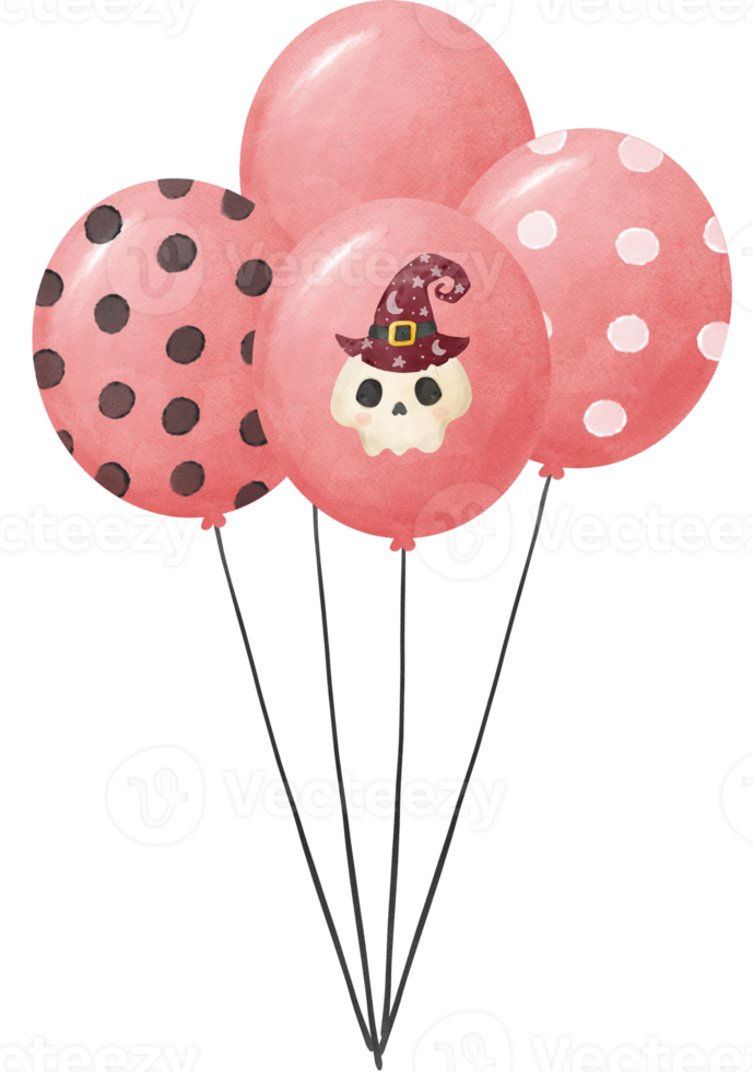 bouquet de fête de ballons roses halloween aquarelle png