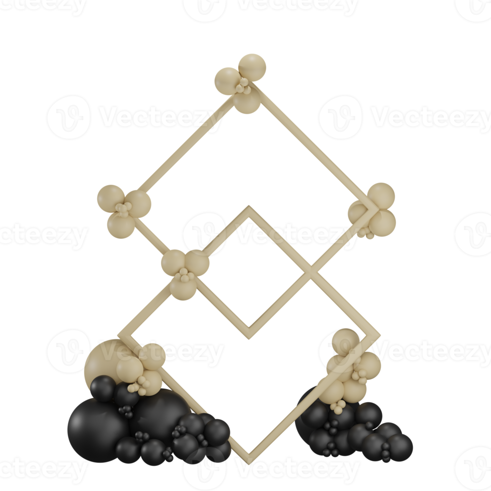 3d bruiloft geometrische decoratie illustratie met transparante achtergrond 3d render png