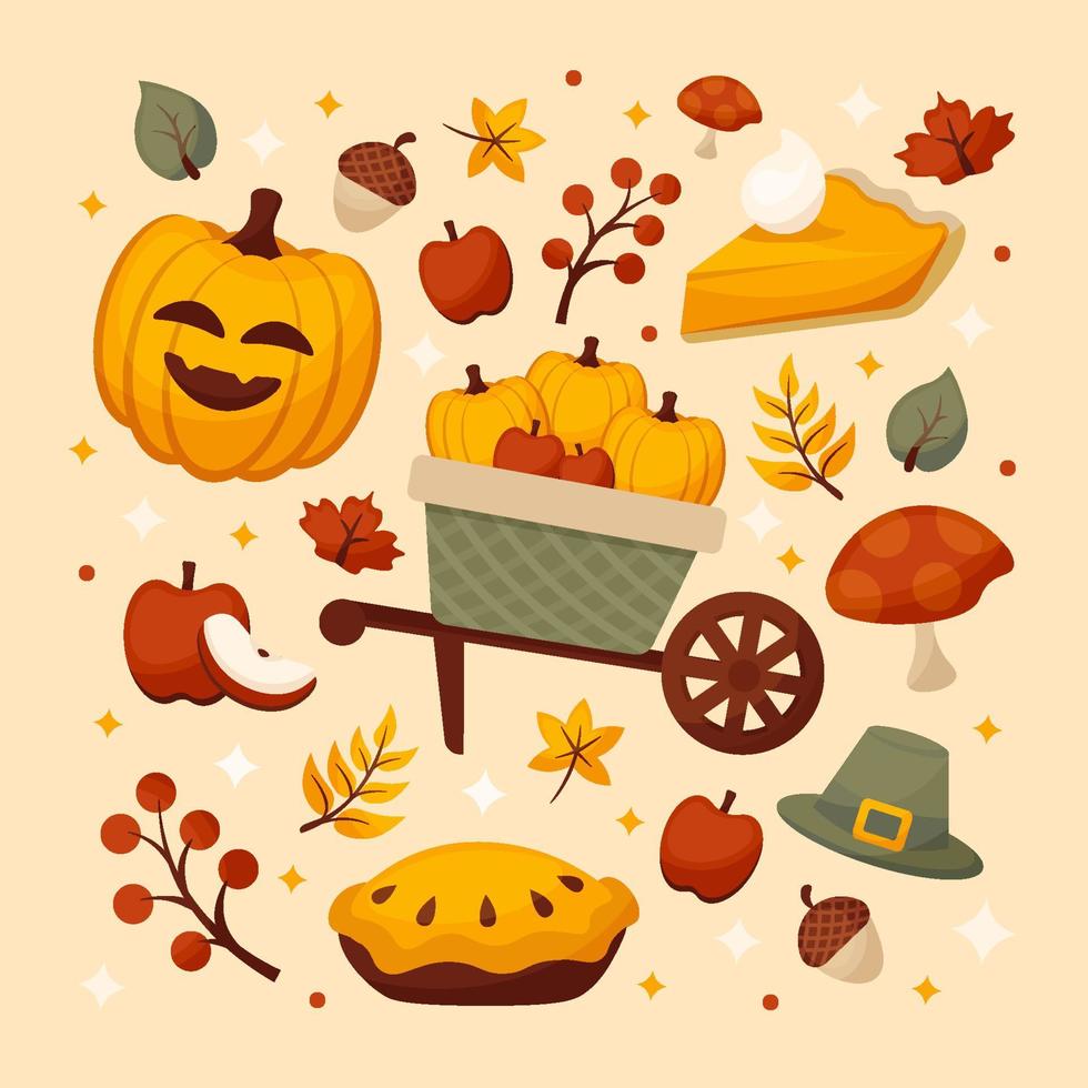 Icon Set of Pumpkin Hunt vector