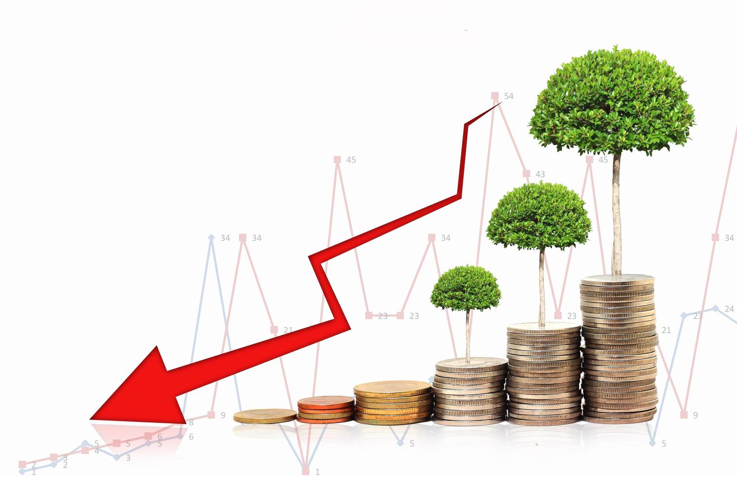 Financial graph with coins photo