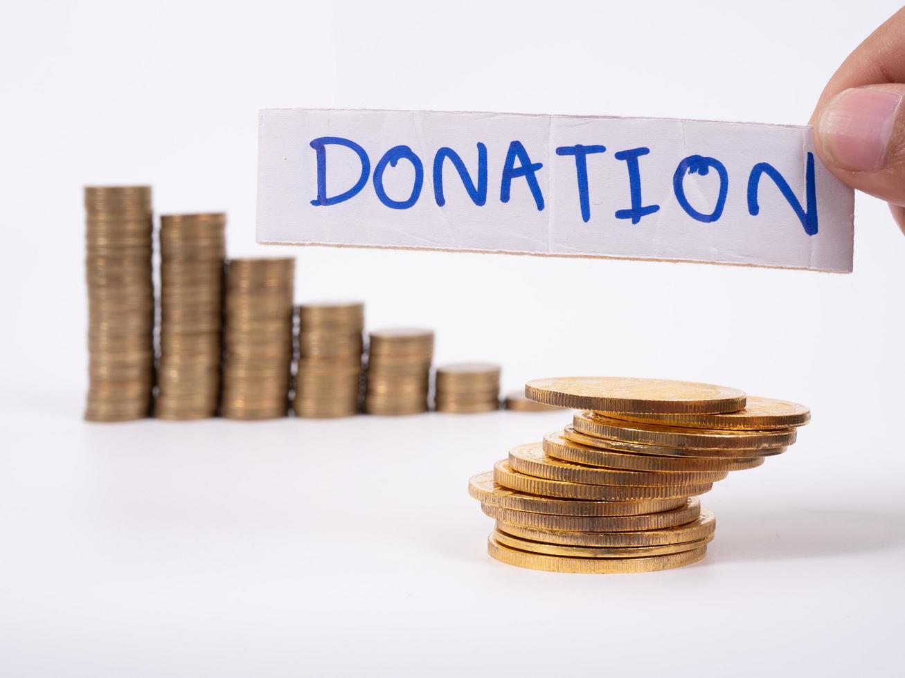 Money jar with coins  Saving for Donation Concept photo