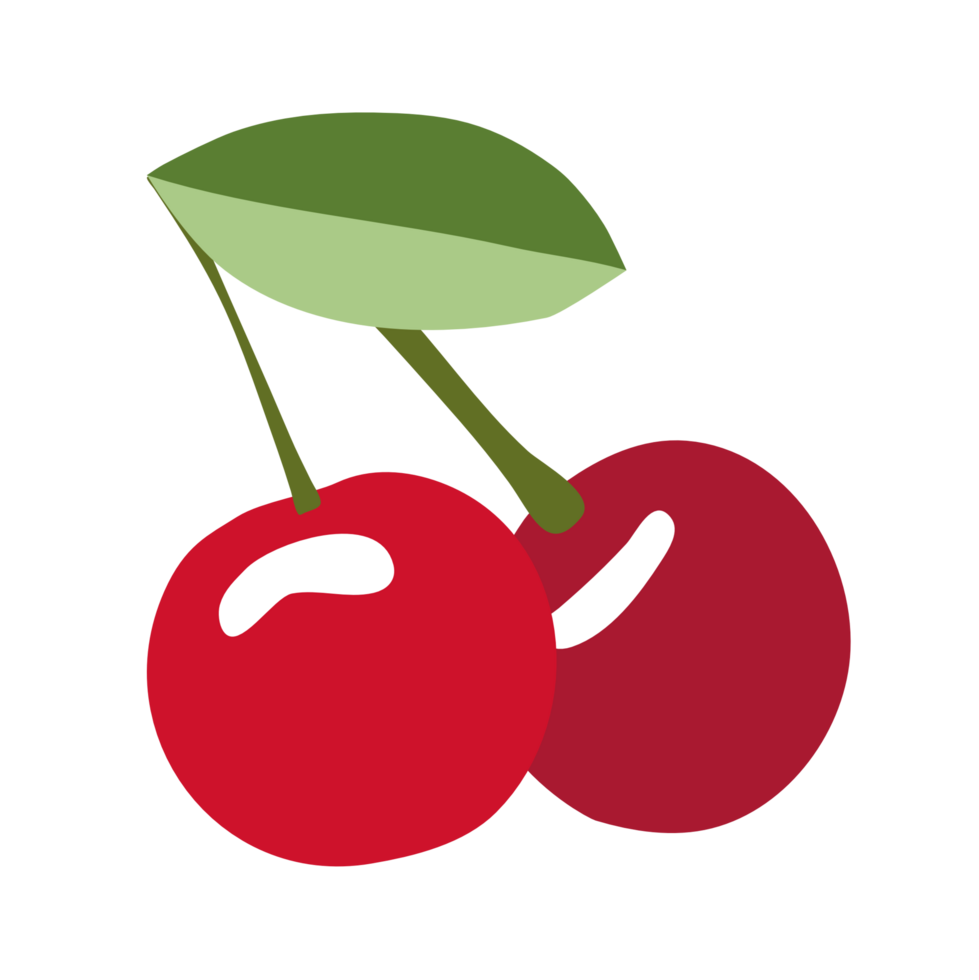 Bright red cherry fruit PNG file for easy decoration.