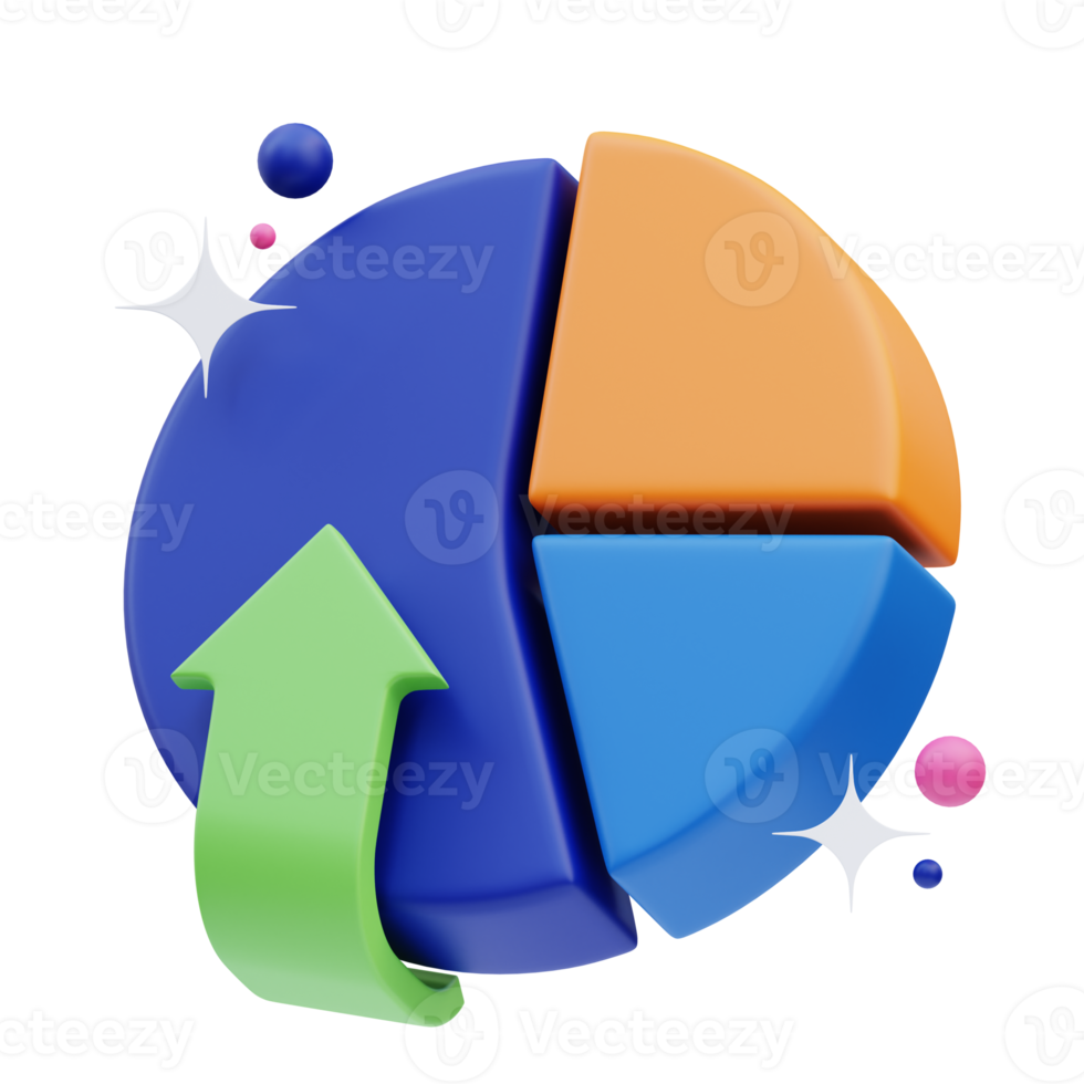 icono de negocio, gráfico circular, ilustración 3d png