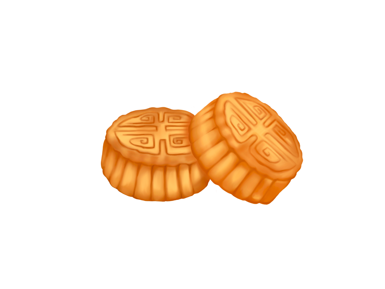 Chinese Moon Cake, digital hand draw and paint, isolate image. png
