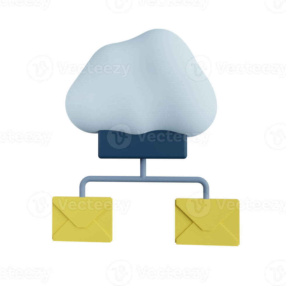 Cloud Email 3D Illustration png