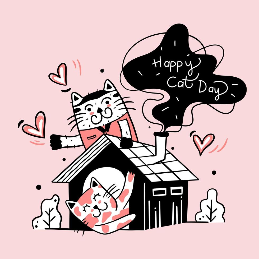 cat day illustration vector