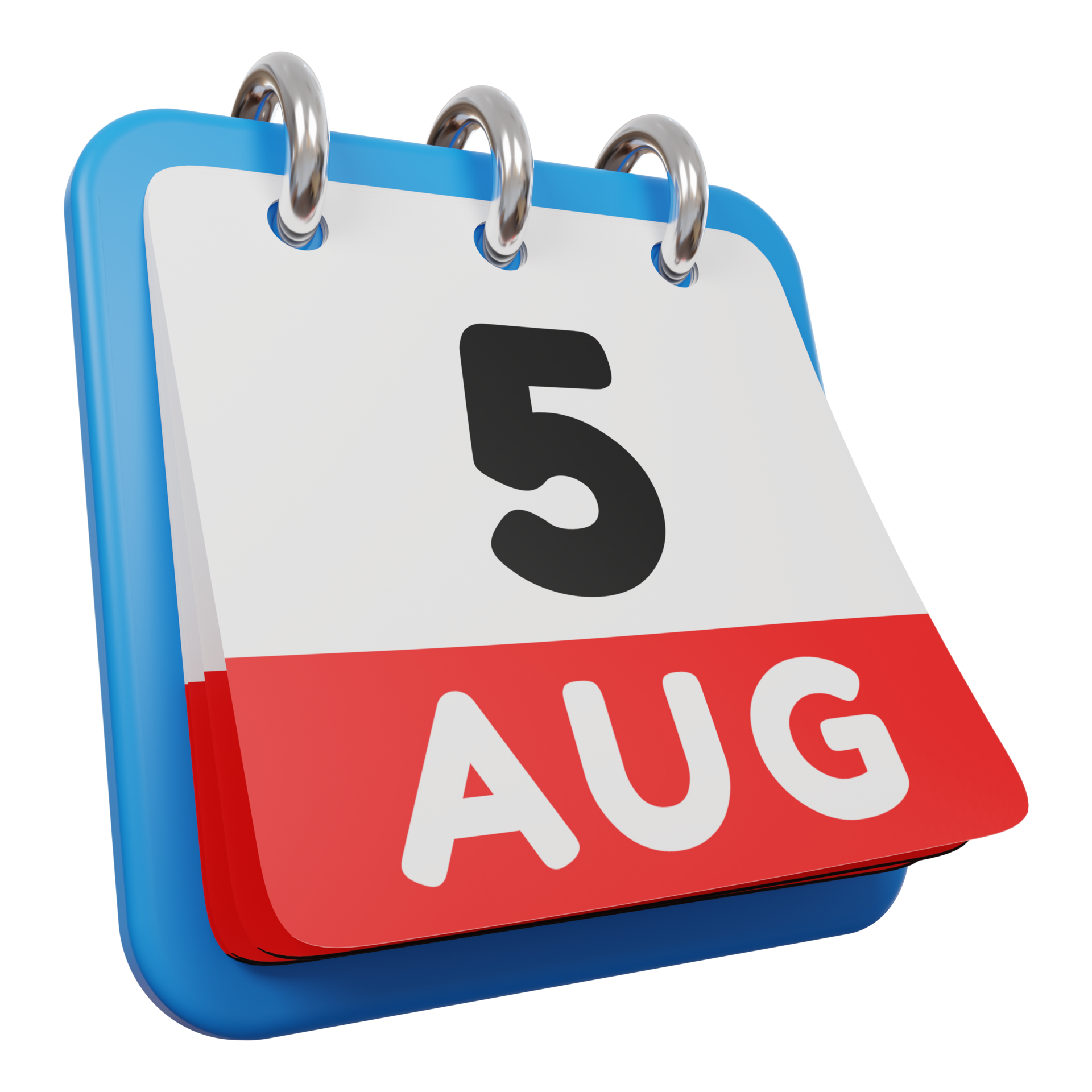 5 august day calendar 3d render right view 9638315 PNG