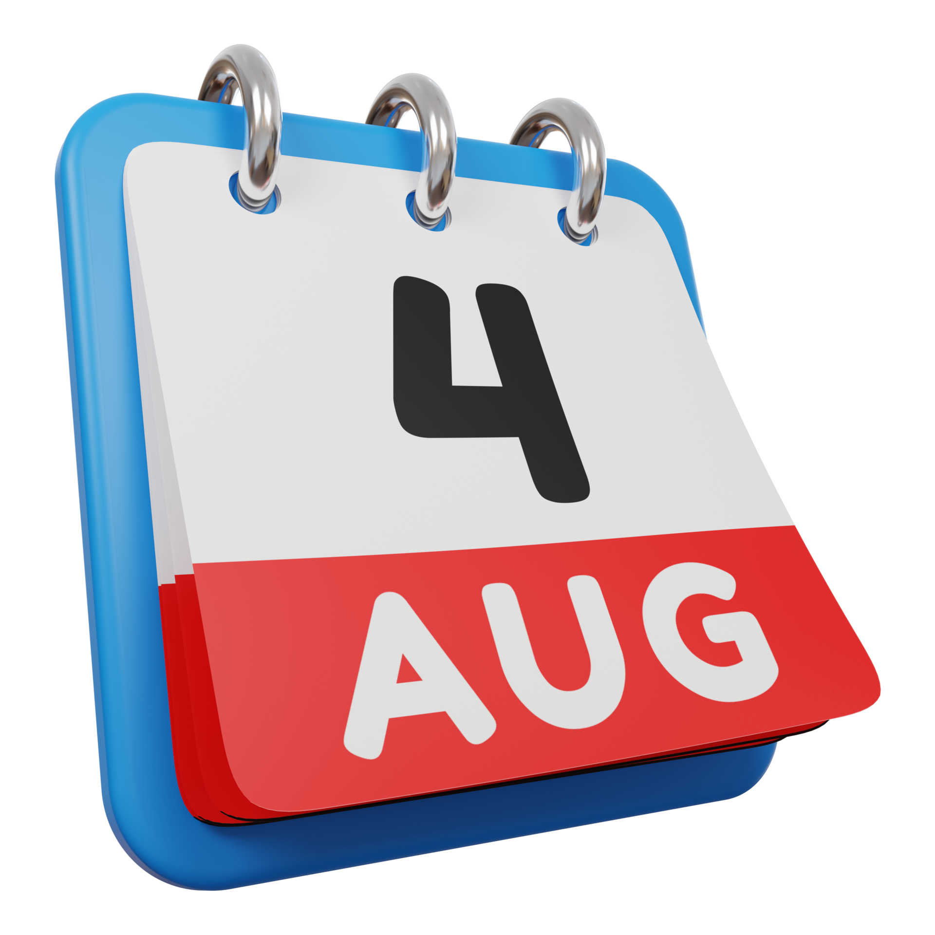4 August Day Calendar 3d Render Right View 9638318 PNG 4-august-day-calendar-3d-render-right-view-9638318-png