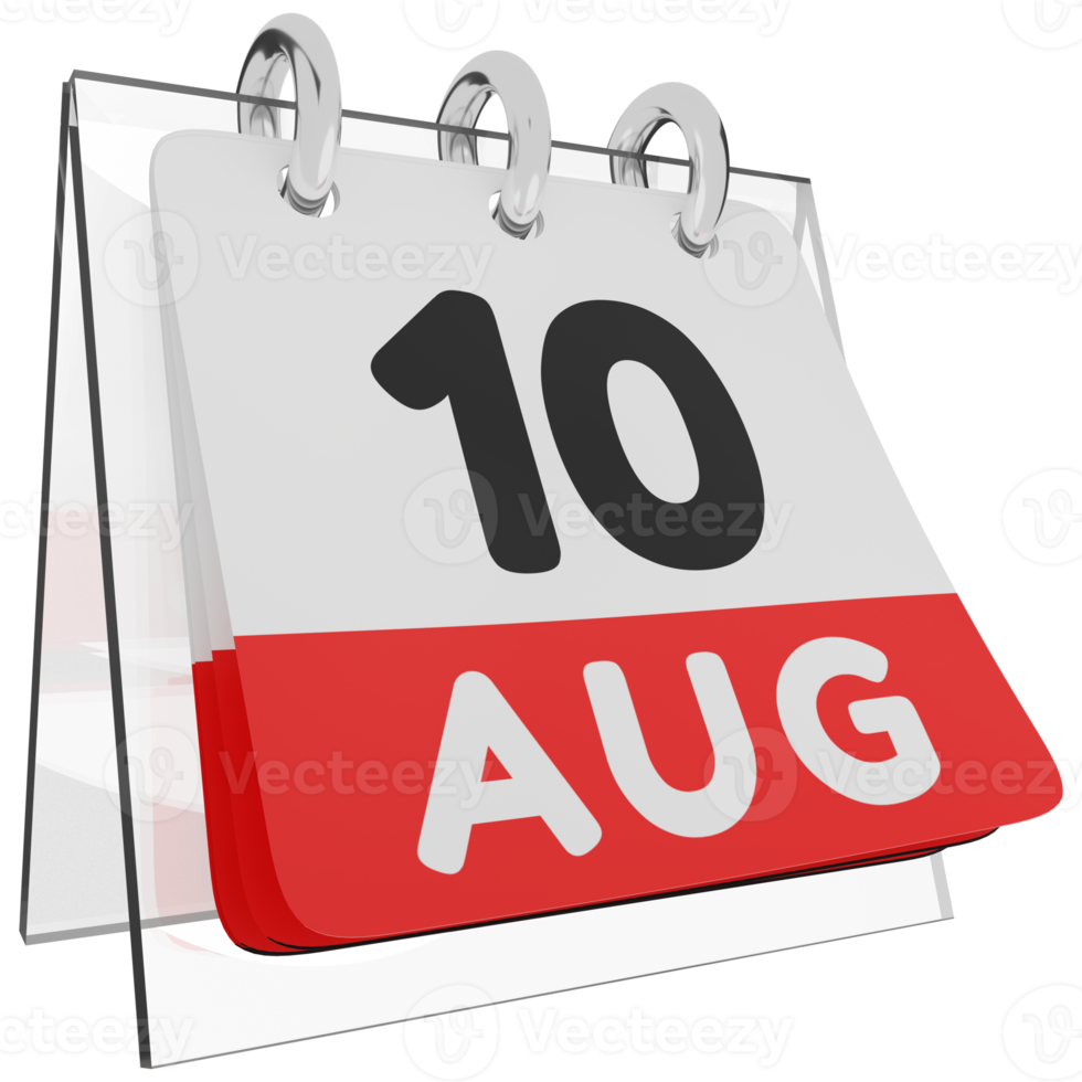 calendario calendario in vetro rendering 3d 10 agosto vista a destra png