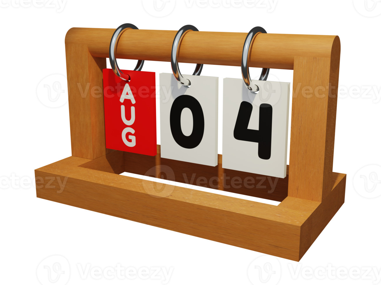 august 4 modern unique wooden calendar 3d rendering left view png