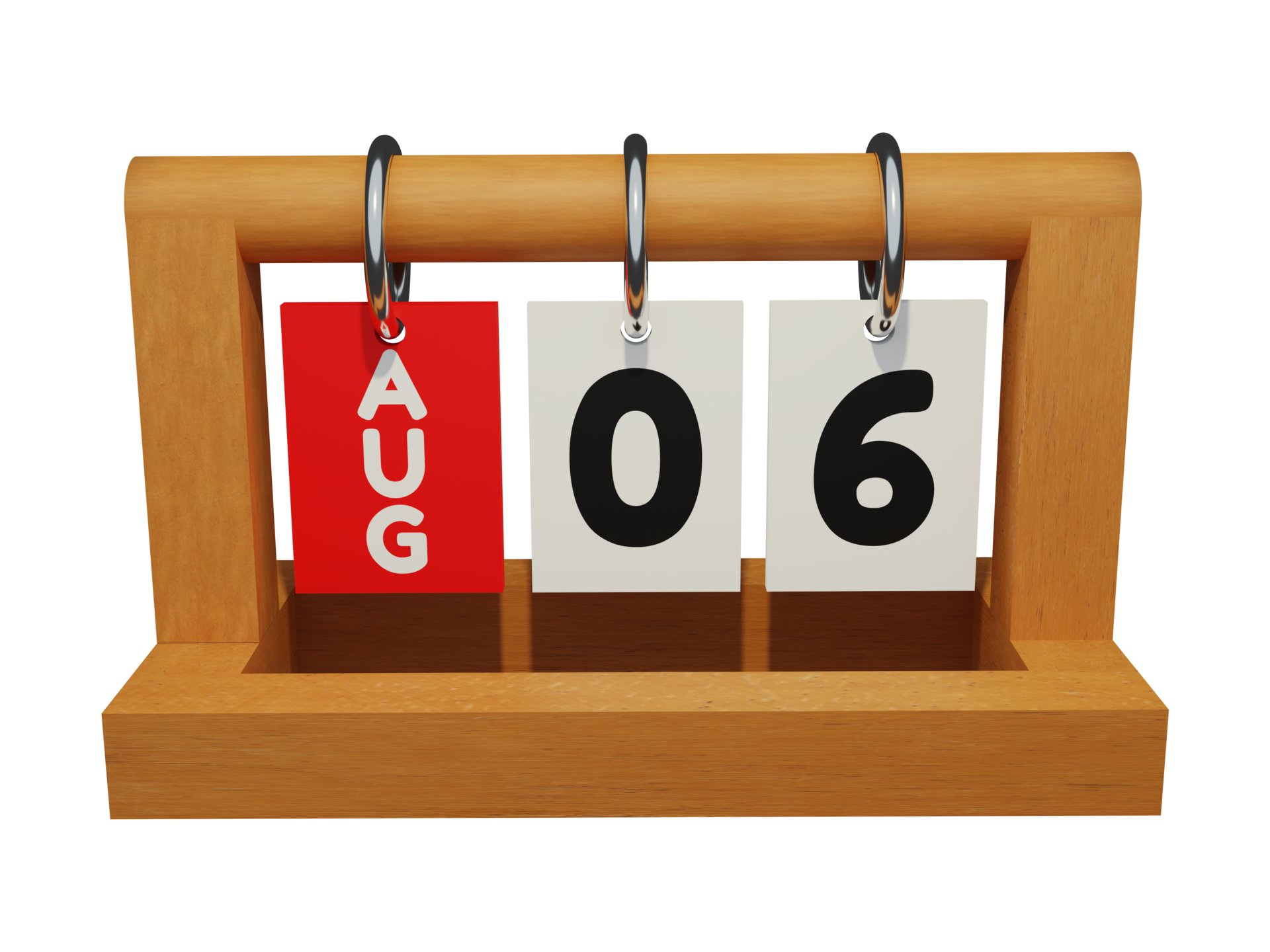 august-6-modern-unique-wooden-calendar-3d-rendering-front-view-9638386-png