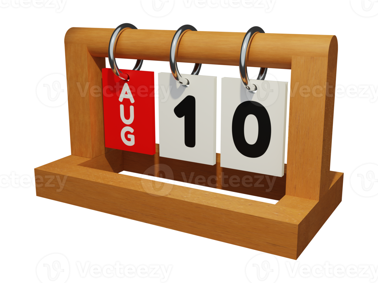 10 augusti modern unik träkalender 3d-rendering vänster vy png